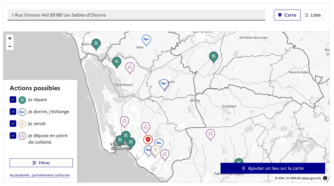 Que faire de mes objets et déchets — collection points map
